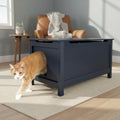 Parker Designer Catbox Modern Wood Cat Litter Box Enclosure Pet Furniture, Elegant, Odor Contained for Large Cats, Charcoal