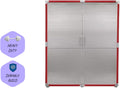 Solid Stainless Steel Lockable Extra Wide MEGA Storage Cabinet, 60' W x 24' D x 72' H (Red)