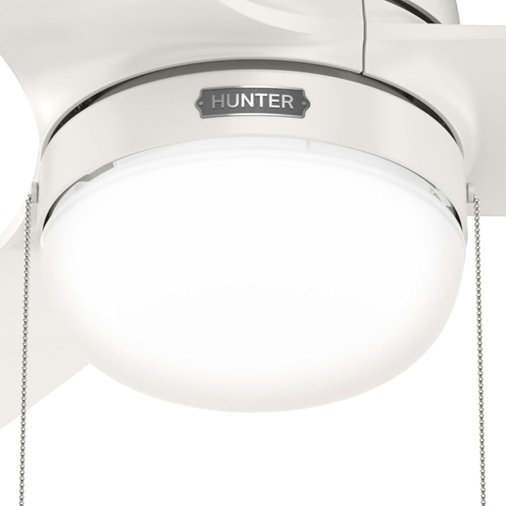 Hunter Fan 52 inch Ceiling Fan with Lights and Pull Chain, Outdoor or Indoor White Ceiling Fan for Porch, Living Room, Office, Kitchen, Garage (Renewed)