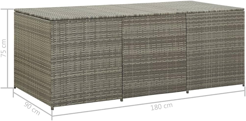 Garden Storage Box Indoor/Outdoor Storage Container and Gardening Tools - Store Items on Patio, Garage, Yard.Poly Rattan 70.9'x35.4'x29.5' Gray