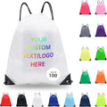 JEOHLORY pack of 100 Custom Bags With Your Logo,customized backpack,promotional items,Drawstring Backpacks,Great for Everyday Use (Custom white)