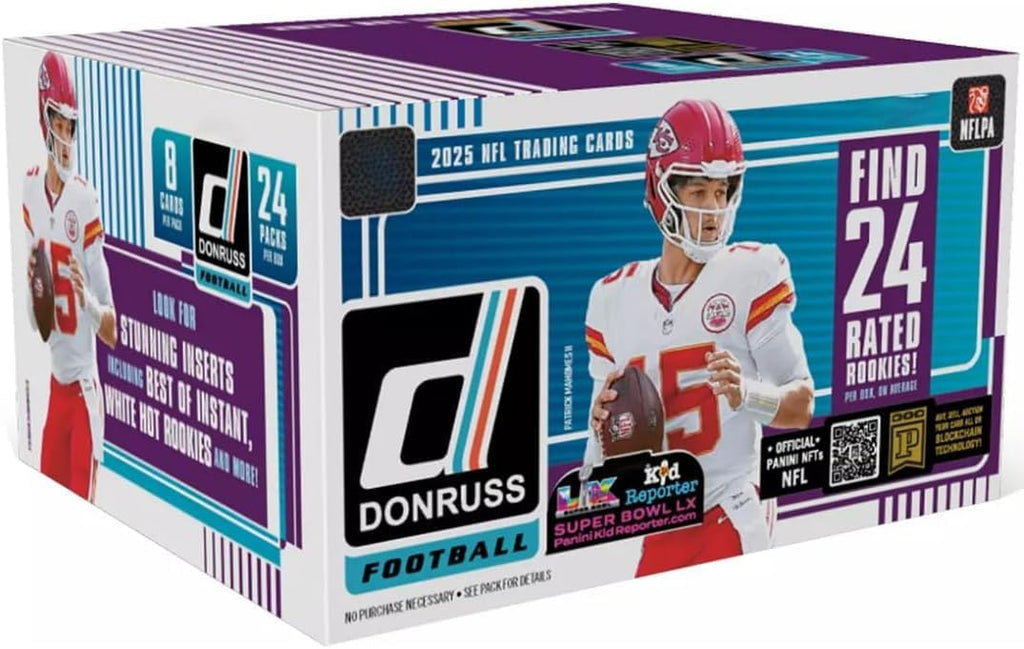 2025 Donruss Football NFL Retail Box with 192 Total Trading Cards + 6 Toploaders + Magnetic Holder and StreetCards Magnet! Look for Downtown!
