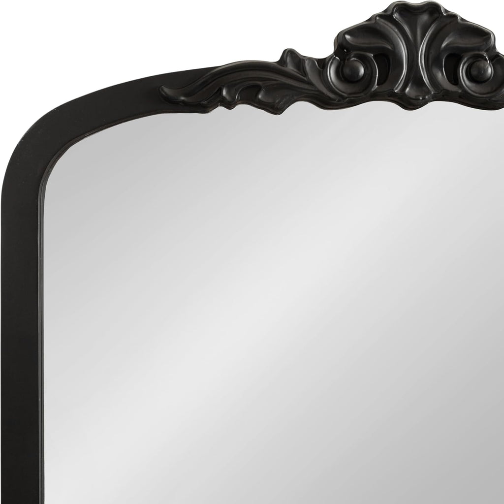 Kate and Laurel Barberry Vintage Decorative Tall Arched Mirror, 28 x 35, Black, Large Antique Statement Arch Mirror for Mantel Mirror or Bathroom Mirror for Over Sink