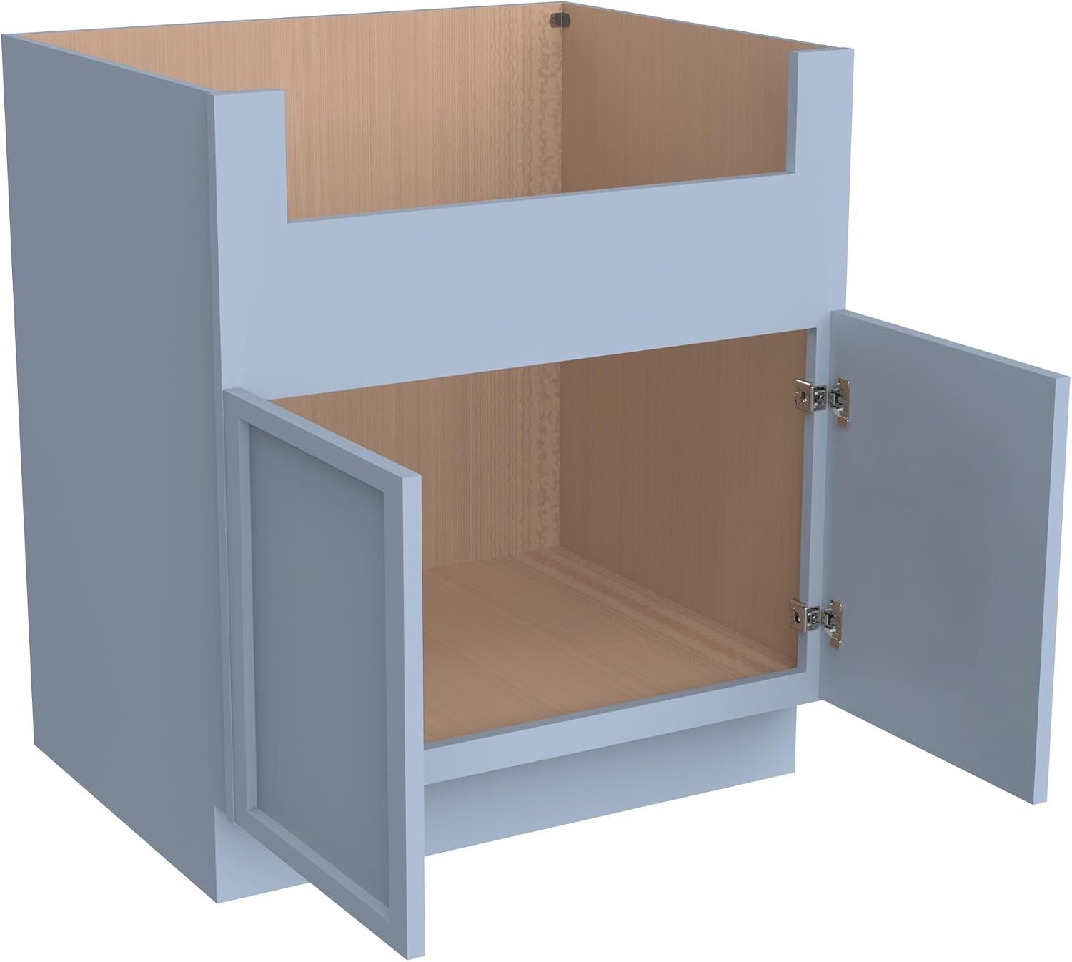 33 Inch RTA Kitchen Sink Base Cabinet - Solid Wood Shaker Style Farmhouse Cabinet with Soft Close Doors, Fits 24-30 Inch Undermount Sinks, Ready to Assemble (Lakeside Blue (Slim))