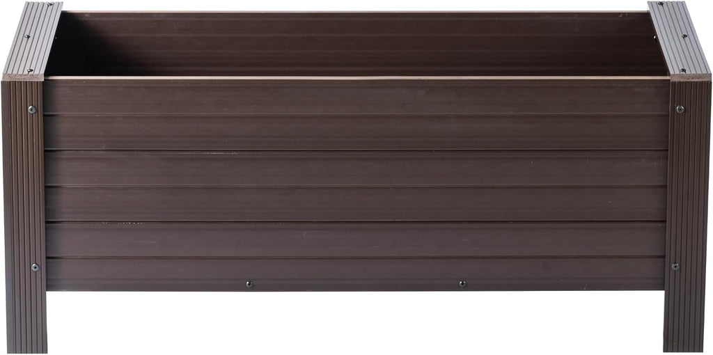 New Age Garden ECOFLEX 48' Rectangular Planter Box - Durable, Non-Toxic Wood Plastic Composite, Can Be Painted, Ideal for Flowers, Herbs, Vegetables - Deep Planting 17.5' Depth, Walnut