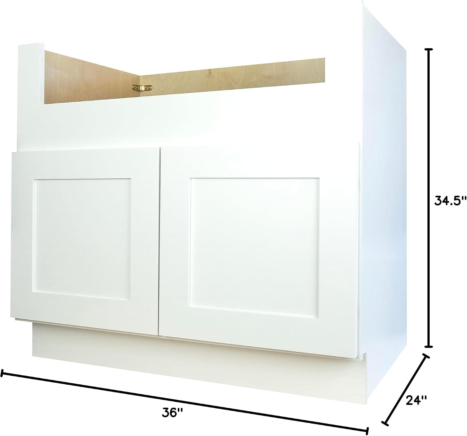 Hollywood Fabiani Design Farm Sink Base Kitchen Cabinet 36 in. W x 24 in. D x 34.5 in. H in Shaker White Ready to Assemble