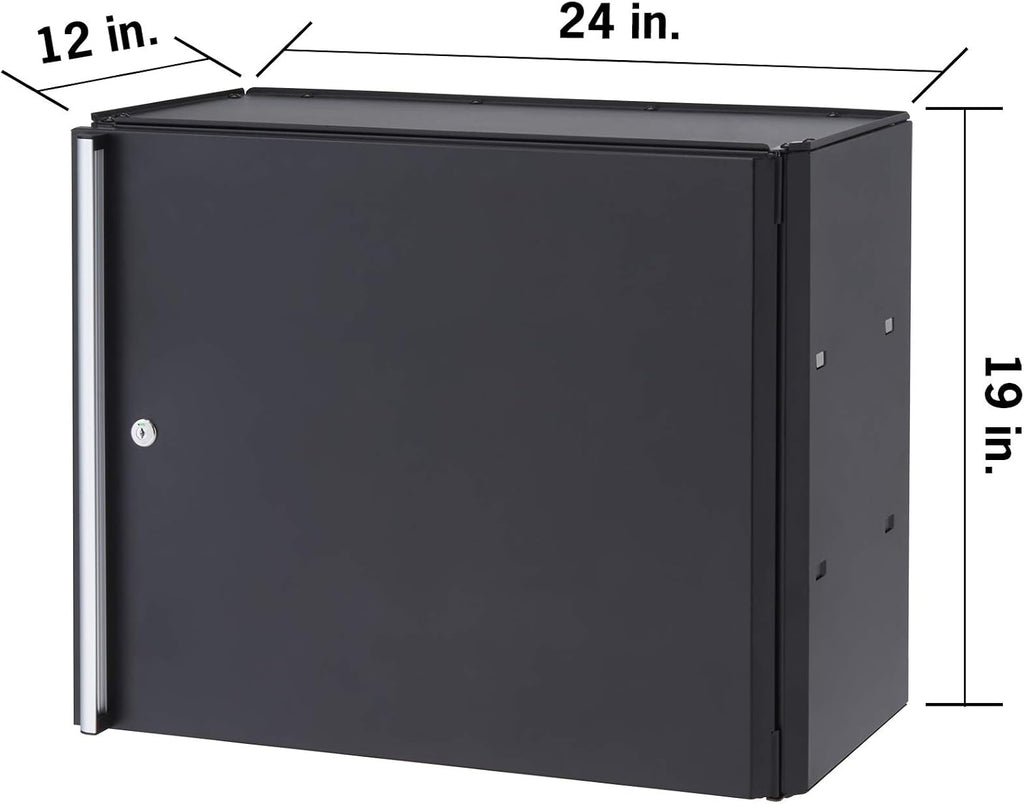 Trinity 24 Inch Garage Wall Storage Cabinet, 22 Gauge Steel, Wall-Mount, Adjustable Shelf and Reversible Door for Tools, Cleaning Supplies, and More, Black