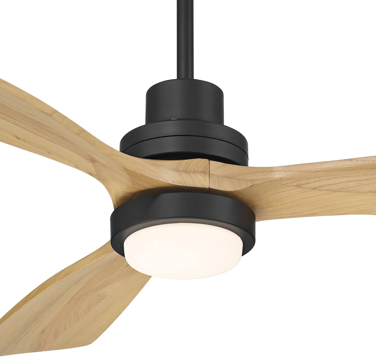 Casa Vieja 52' Delta Modern Country Indoor Cottage Core Outdoor Ceiling Fan 3 Blade CCT LED Light Remote Control Matte Black Finish Wood Blades Bedroom Patio Living Room DC Motor Decorative Dimmable
