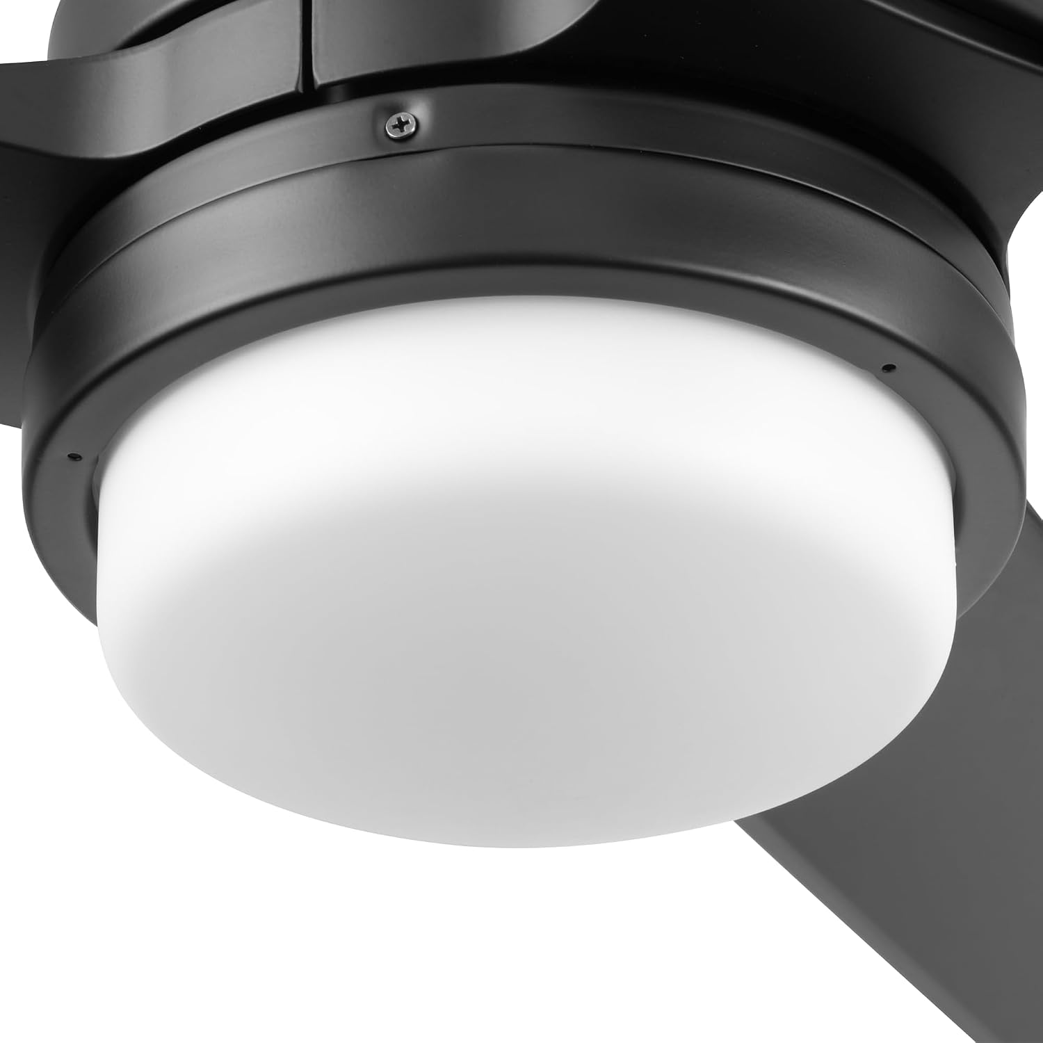 Honeywell Ceiling Fans Port Isle Modern 54 Inch Outdoor Ceiling Fan with Light, LED Fan with Remote Control, 3 Contemporary Matte Black Weather Resistant Blades, Black (51986-01)