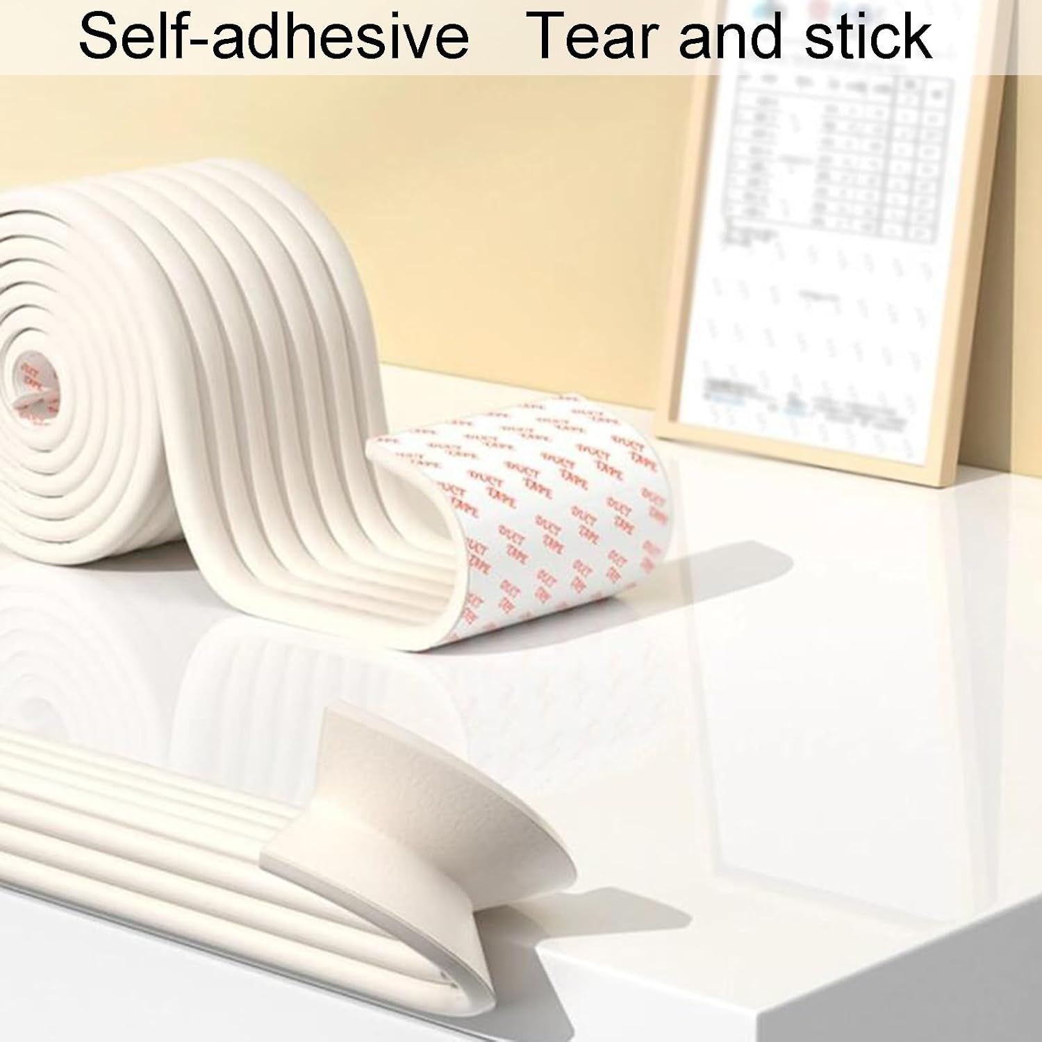 Foam Edge Corner Protector Adhesive Bumpers Padding Cushion for Coffee Table Kitchen(Woody,5pcs)
