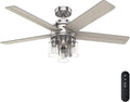 Hunter Fan 52 inch Contemporary Brushed Nickel Indoor Ceiling Fan with Light and Remote Control for Bedroom, Living Room/Family Room, Dining Room, Kitchen, Office (Renewed)