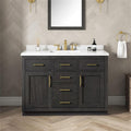 Pemberly Row 48' Freestanding Bathroom Vanity, Matte Black Solid Wood Cabinet, White Countertop with Ceramic Undermount Sink, Soft-Close Drawers, USB Ports, Adjustable Shelf, Ideal for Modern