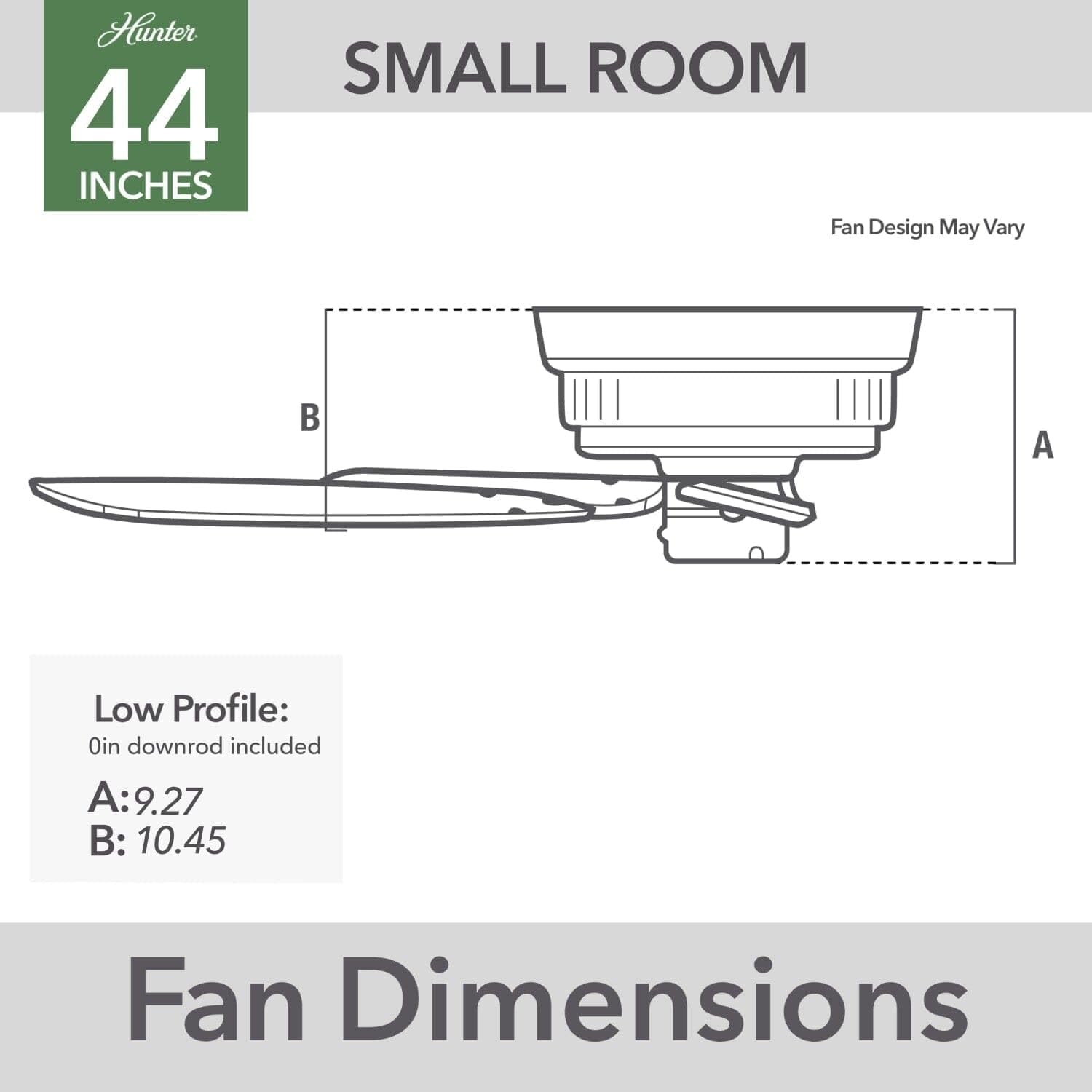 Hunter Fan 44 inch Ceiling Fan with Pull Chain and No Light, Outdoor or Indoor Matte Silver Ceiling Fan for Porch, Living Room, Office, Kitchen, Garage (Renewed)