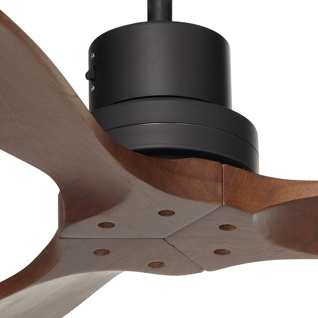 Casa Vieja 52' Delta-Wing DC Modern Industrial Indoor Outdoor Ceiling Fan with Remote Control Matte Black Dark Walnut Damp Rated for Living Room Patio Exterior Home Porch Gazebo Includes 12' Downrod
