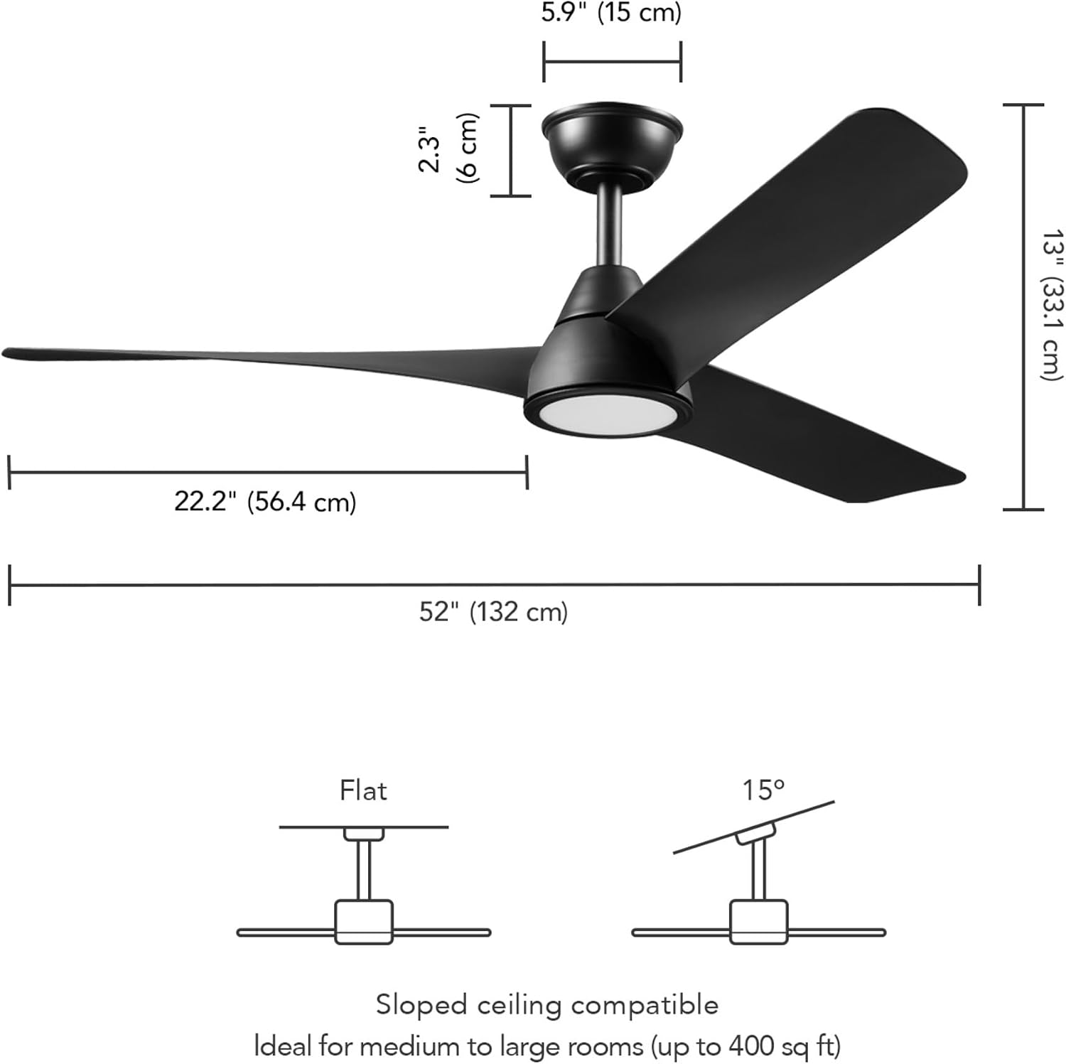 Globe Electric 37000110 52' Smart Ceiling Fan with LED Light, Remote Control, WhisperQuiet DC Motor, 6 Speeds, Matte Black
