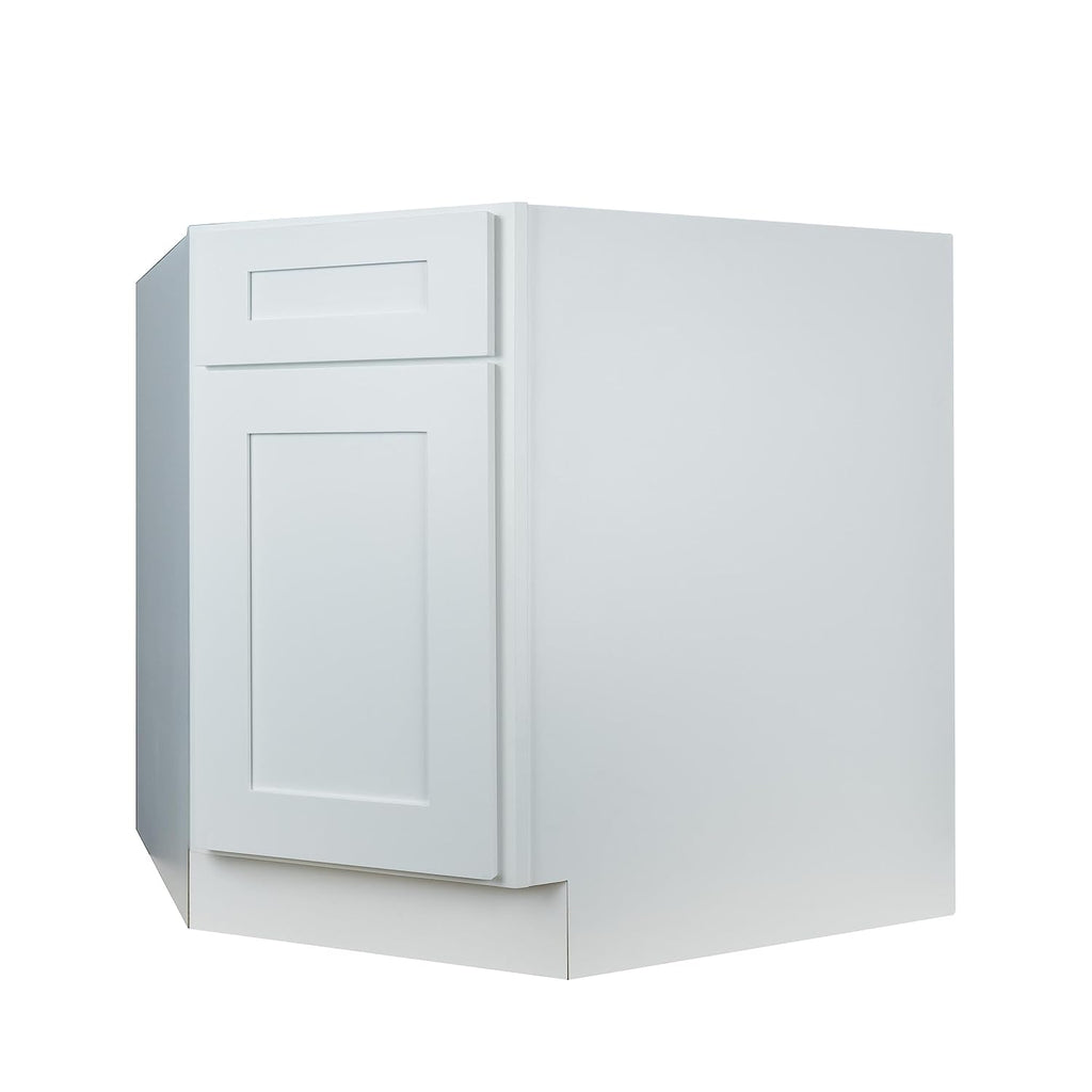 Hollywood Fabiani Design Corner Sink Base Kitchen Cabinet 36 in. W x 24 in. D x 34.5 in. H in Shaker White Ready to Assemble