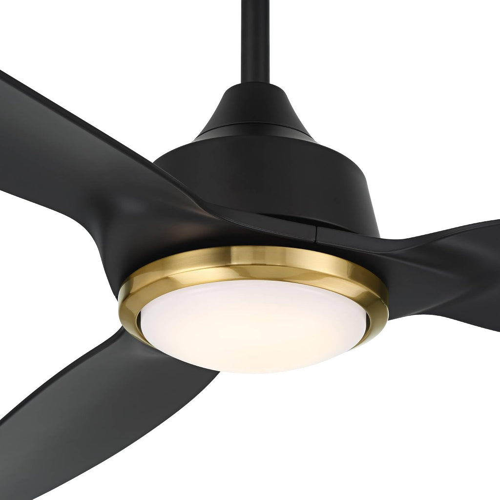 Casa Vieja 60' Revere Mid Century Modern Indoor Outdoor Ceiling Fan 3 Blade Customize LED Remote Control Matte Black Finish Blades Bedroom Patio Living Room Kitchen Damp Rated Decorative DC Motor