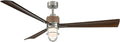 MINKA-AIRE F768L-BNW/DK Nauticus 65' 3-Blade LED Smart Indoor/Outdoor Ceiling Fan in Brushed Nickel Wet and Distressed Koa Blades with Clear Glass
