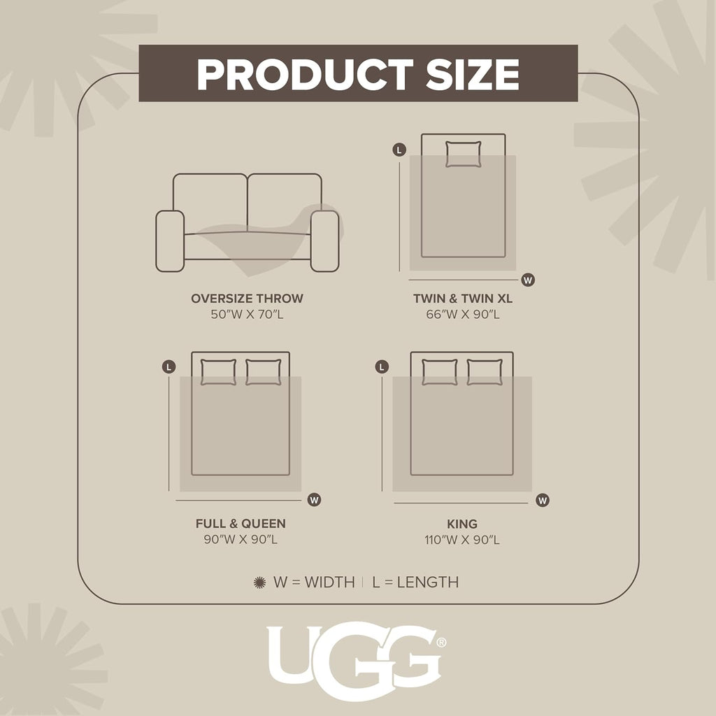 UGG Adalee Faux Fur Full/Queen Blanket for Bed, Soft Fuzzy Blanket, Warm Large Throw for Couch, Washable Full or Queen Bedding, Luxury Bedroom Decor, 90' x 90', Natural White
