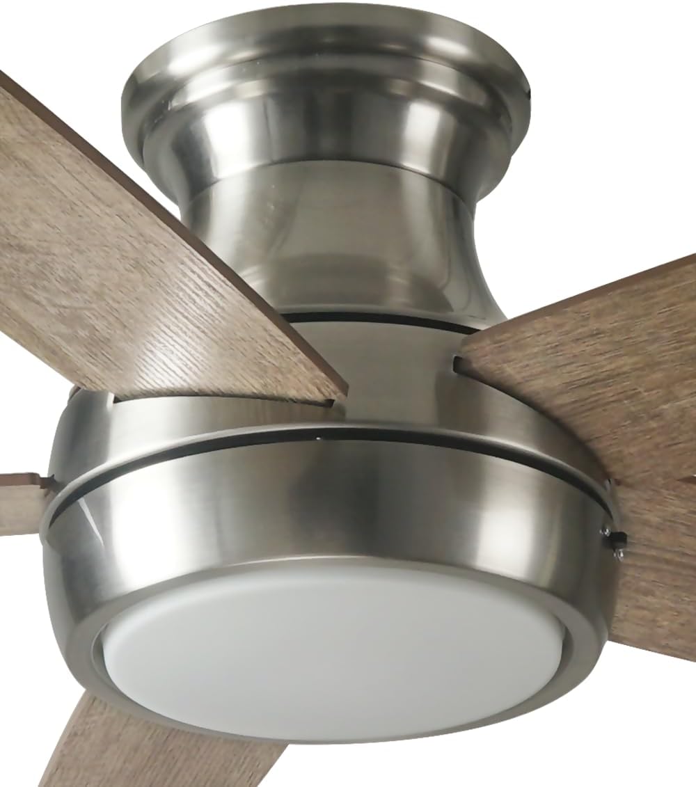 Good Housekeeping 63011R-BN Lanier Falls 52' Ceiling Fan with 5 Reversible Blades, Integrated LED & Remote Control, Brushed Nickel