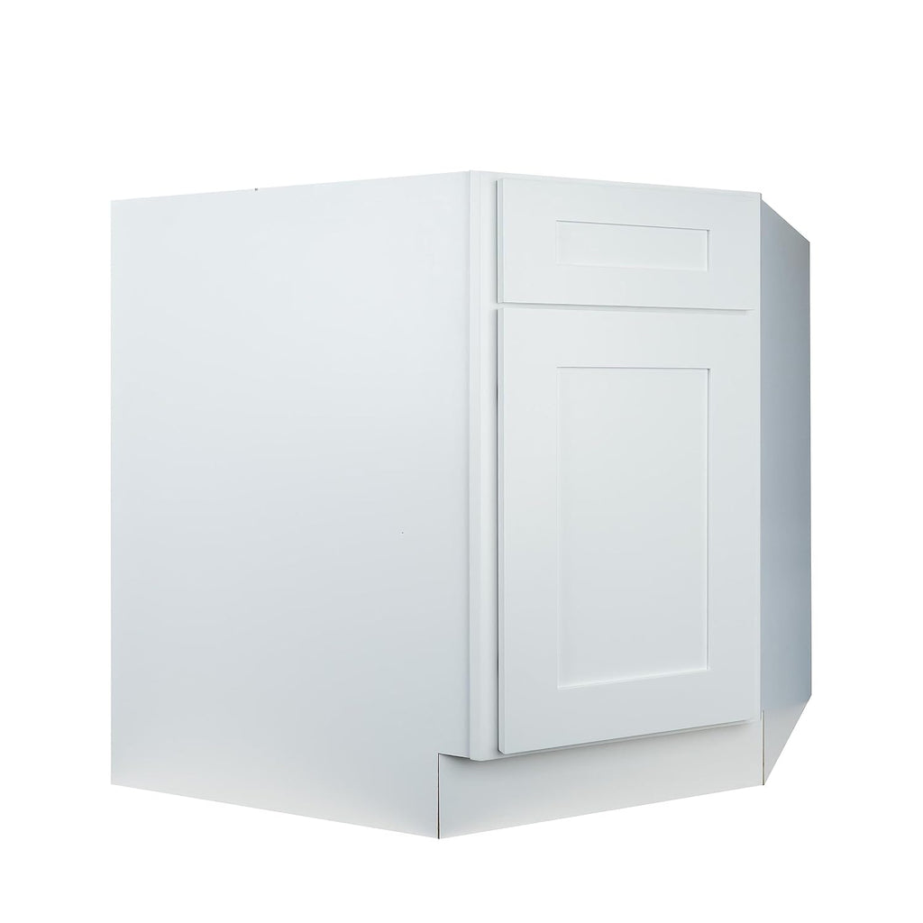 Hollywood Fabiani Design Corner Sink Base Kitchen Cabinet 36 in. W x 24 in. D x 34.5 in. H in Shaker White Ready to Assemble