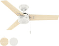 Hunter Fan 44 inch Contemporary Fresh White Outdoor Ceiling Fan with Pull Chain (Renewed)