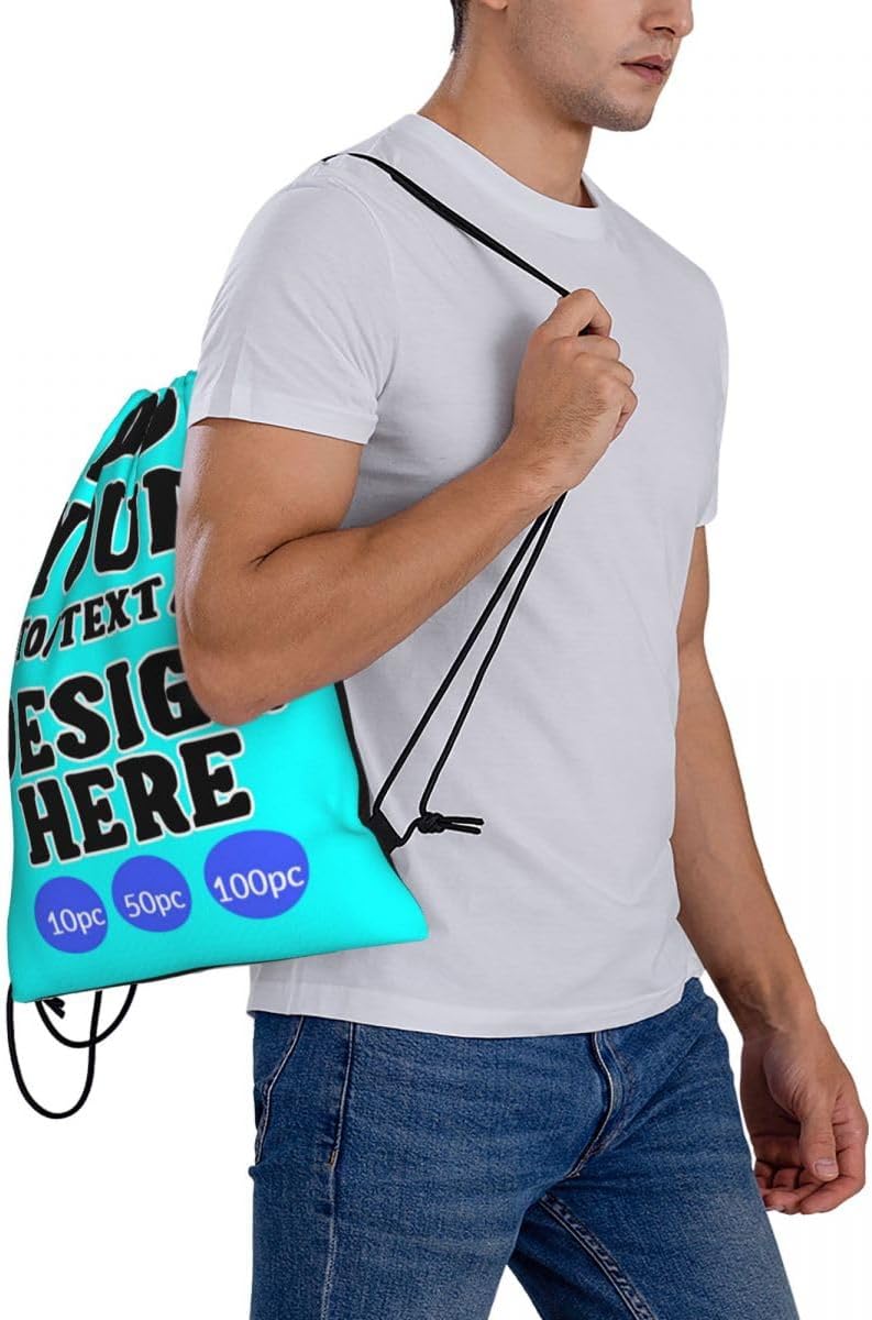 Custom Drawstring Backpack Set Of 10/50/100 Personalized Draw String Back Bag With Your Logo for Gym, Travel & Everyday Style12