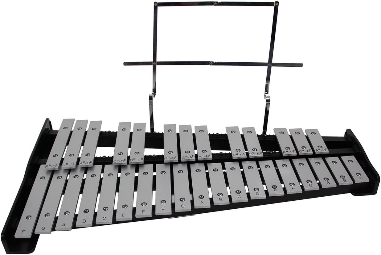 Gearlux 32-Note Glockenspiel Bell Kit with Adjustable Stand, Drum Practice Pad, Carrying Bag