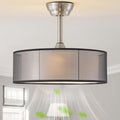 20' Caged Fandelier Ceiling Fans with Lights, Black Mid Century Chandelier Ceiling Fan with Light Remote Control with 6 Speeds for Bedroom, Living Room, Nursery