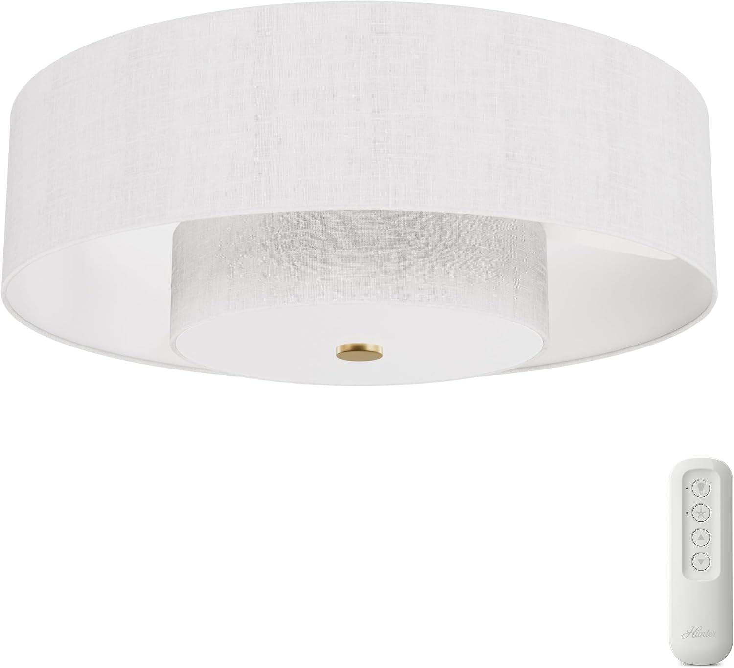 Hunter Fan 30 inch Ceiling Fan with Light and Remote Control, Luxe Gold and Fresh White Indoor Fandelier, Small Room Fandelier for Bedroom, Living Room, Kitchen & Home Office (Renewed)