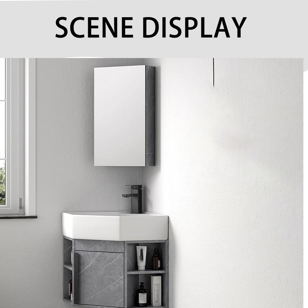 Modern Corner Bathroom Vanity with Sink Set，Bathroom Vanity Abundant Storage Space ，Bathroom Sink Cabinet Mirror Not Included，for Guest Baths Master Suites or Rental Units(17in)
