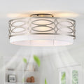 20' Silver Flush Mount Ceiling Fan with Light, Caged Boho Ceiling Fan with Lights Remote Control with 6 Speeds for Bedroom, Living Room, Nursery