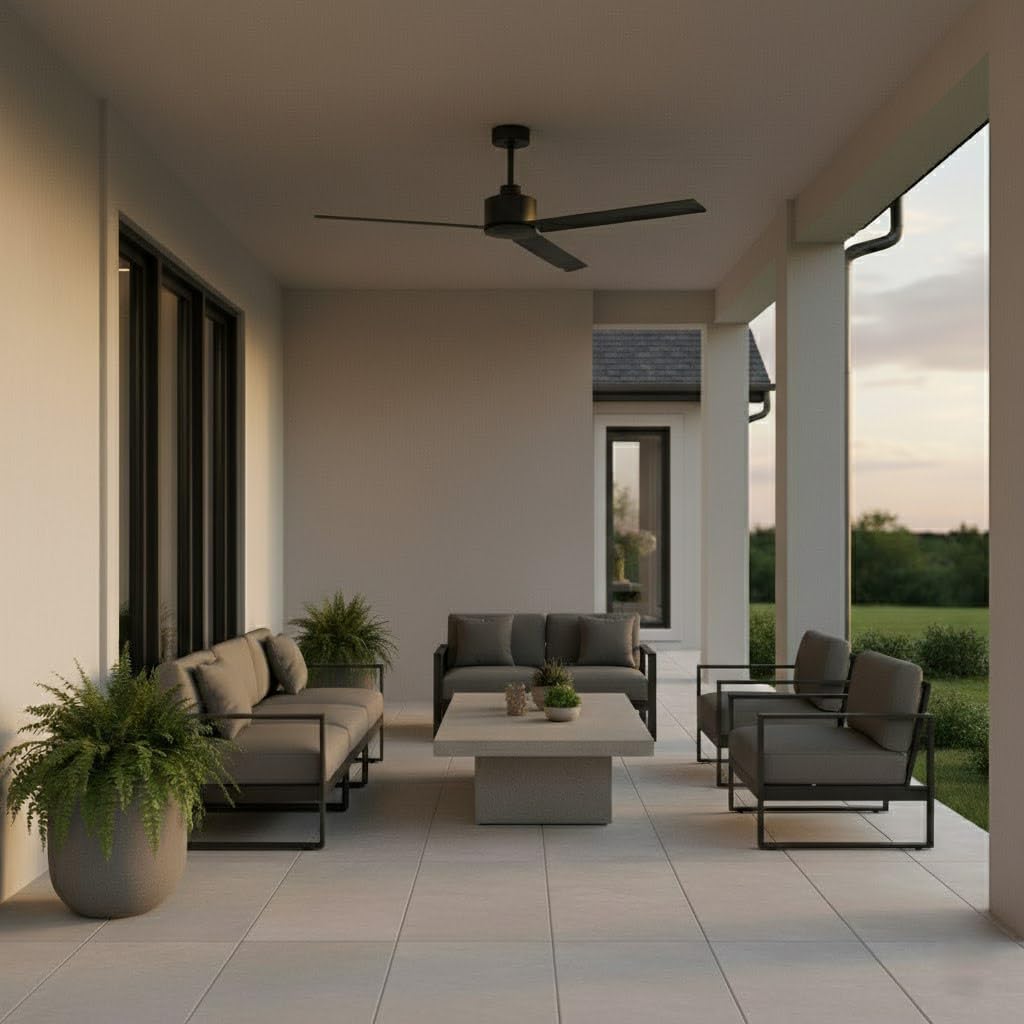 Hinkley Indy 56' Indoor/Outdoor Ceiling Fan, Modern Industrial Propeller Style, 4-Speed Wall Control Unit, Matte Black