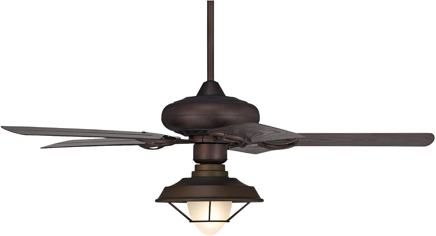 Casa Vieja 52' Orb Modern Industrial Indoor Outdoor Ceiling Fan with LED Light Oil Rubbed Bronze Brown Frosted Glass Cage Wet Rated for Patio Exterior House Porch Gazebo Garage Barn