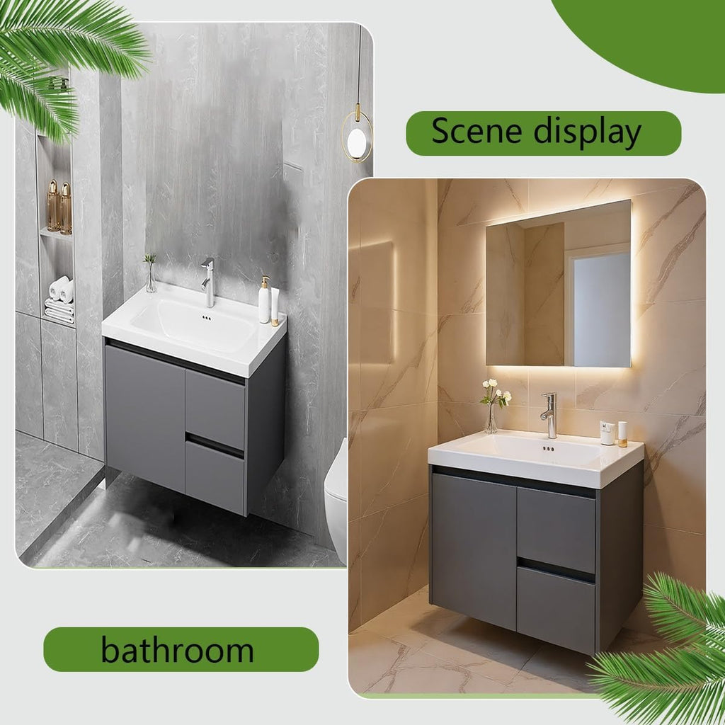 Corner Bathroom Vanity with Sink Set，Modern Bathroom Vanity Cabinet ，Floor Standing Bathroom Vanity， for Bathroom Guest Baths、Master Suites(27in)