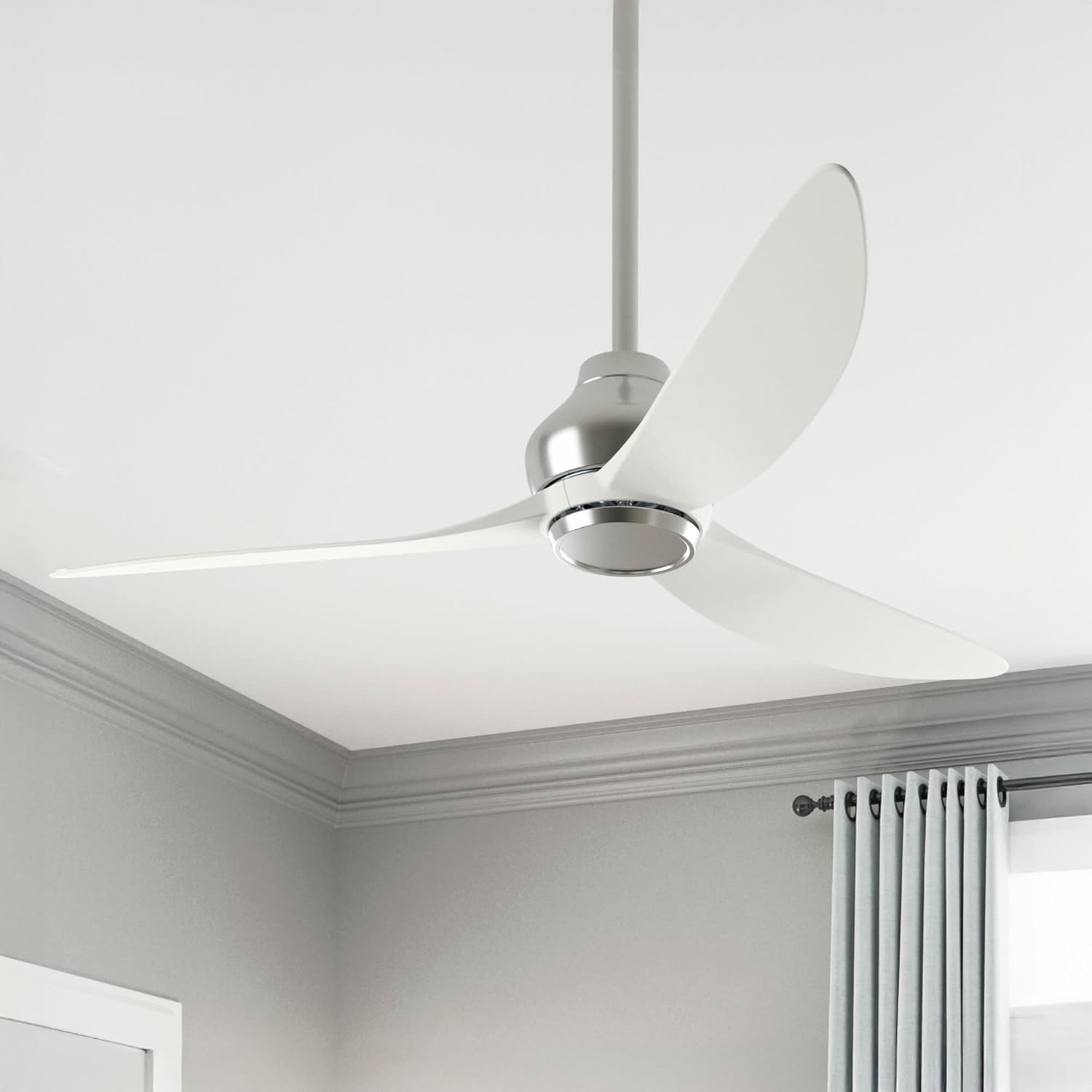 Casablanca - Eyla Indoor/Outdoor Ceiling Fan, 52-inch, 6-speed DC Motor, Energy Star, for porches, patios, sunrooms, bathrooms (Brushed Nickel)