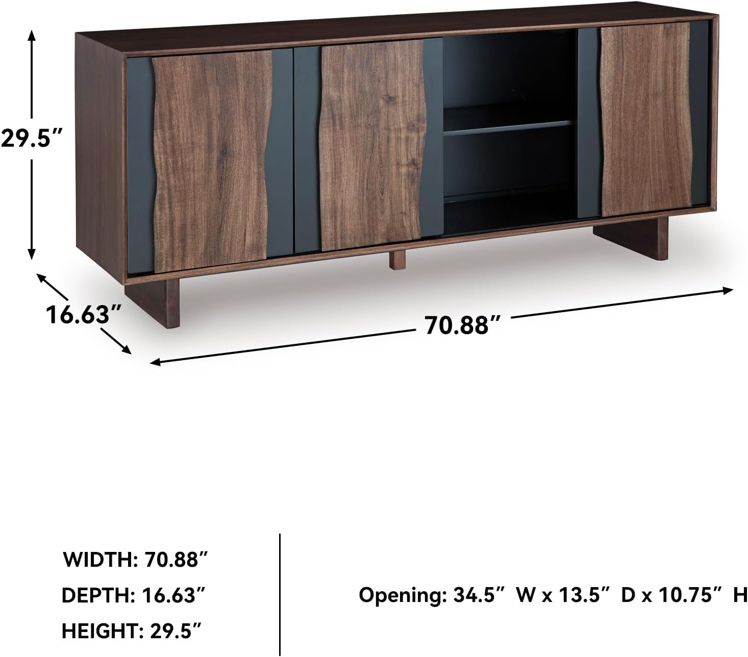 Signature Design by Ashley Welby Accent Cabinet, 71' Live Edge Storage Cabinet, Crafted with Acacia Wood, Acacia Veneer and Engineered Wood, Modern TV Stand Console, Brown/Charcoal