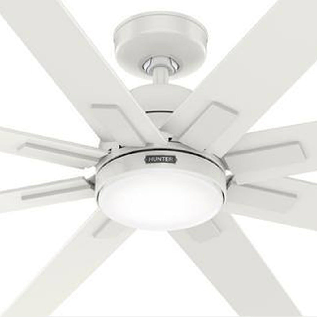 Hunter Fan 60 inch Ceiling Fan with Light and Remote, Outdoor or Indoor White Ceiling Fan for Porch, Living Room, Office, Kitchen, Garage, 8 Blades (Renewed)
