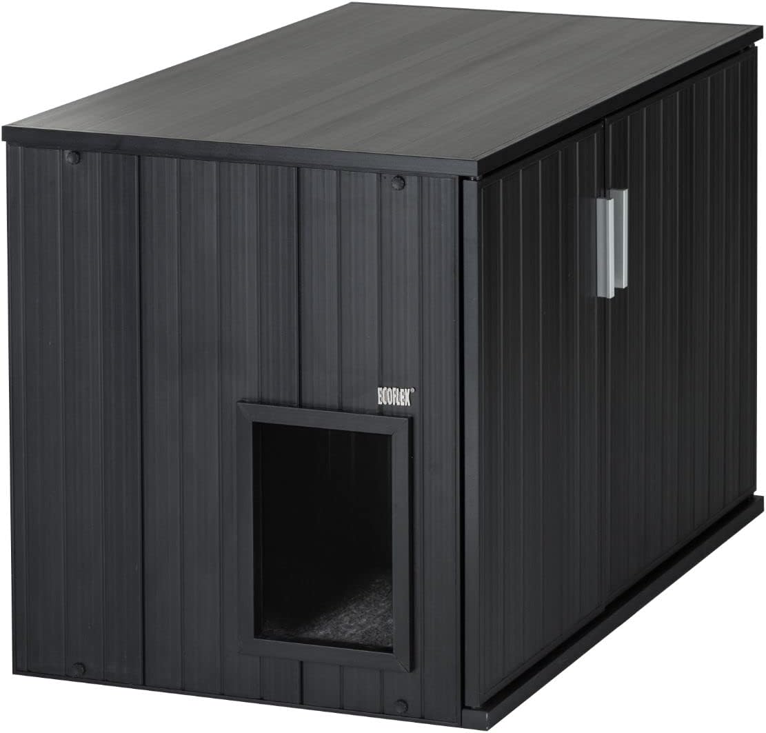 New Age Pet ECOFLEX Promax Litter Loo Litter Box Enclosure Table, Espresso Black - Durable Wood Plastic Composite Cat Litter Box with No-Track Litter Mat, 10 Year Warranty