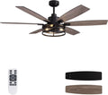 Farmhouse 60 Inch Ceiling Fan with Remote and App Control, Quiet 6-Speed Reversible DC Motor, Black Cage Design for Bedroom, Living Room, Covered Patio