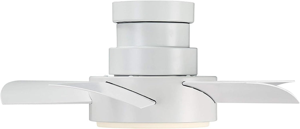 Modern Forms Vox 26 in Smart Indoor and Outdoor Smart Flush Mount Ceiling Fan in Matte White with Remote Control 3000K