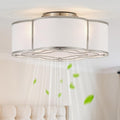 Sliver Caged Boho Ceiling Fan with Lights, 20' Flush Mount Ceiling Fans with Lights Remote Control, Low Profile Bladeless with 6 Speeds for Bedroom, Nursery, Kitchen