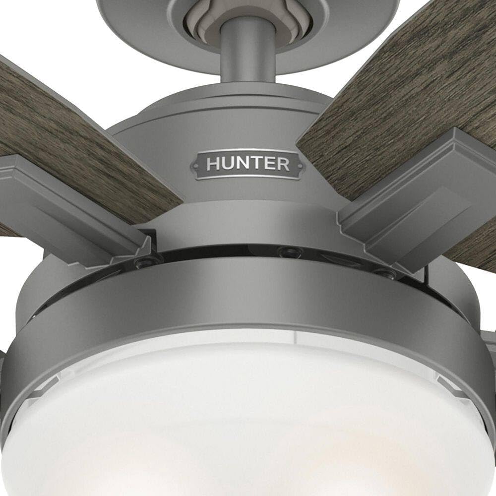 Hunter Fan 52 inch Indoor Ceiling Fan with LED Light, Matte Silver Ceiling Fan with Pull Chain, for Bedroom, Kitchen, Living Room, Laundry Room, No Remote, 5 Blades (Renewed)