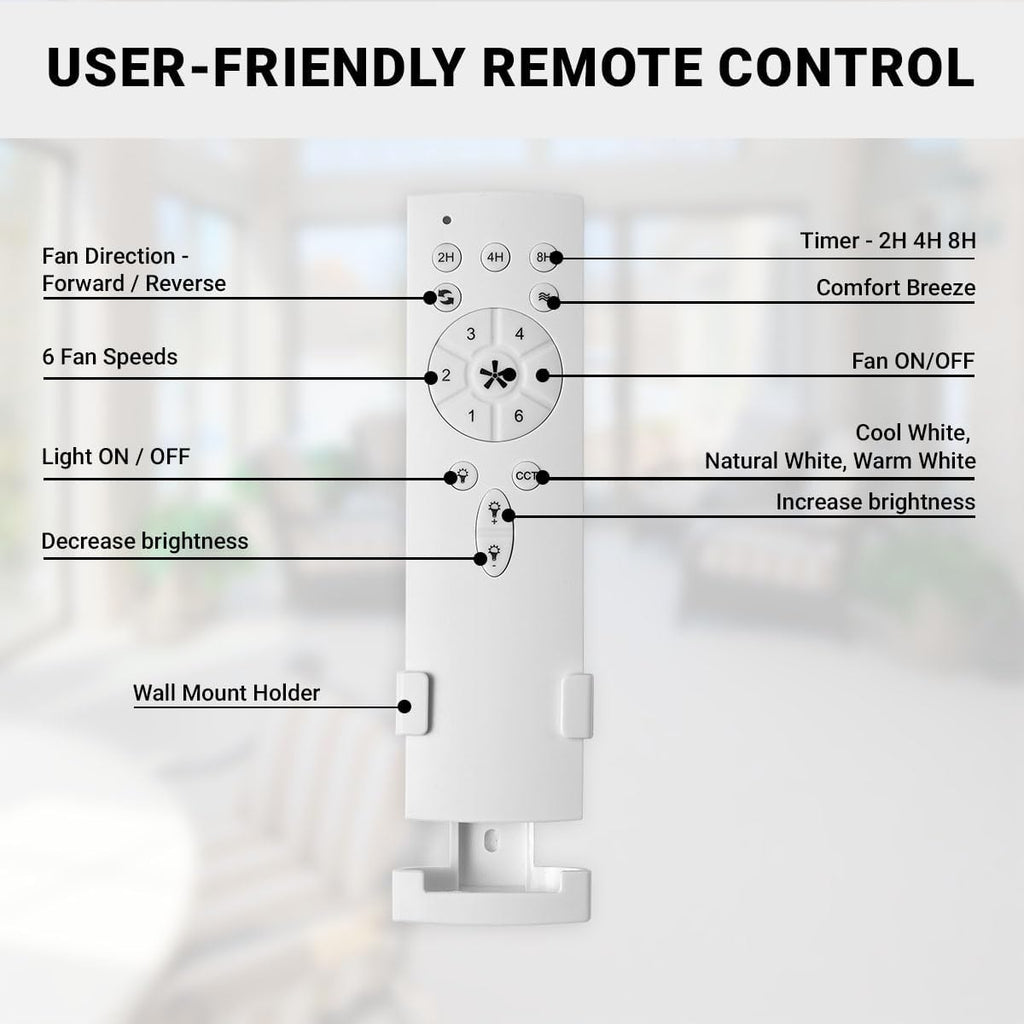 kathy ireland HOME 52' Yonas Ceiling Fans with Lights & Remote, Coastal Rated Indoor/Outdoor, Energy-Efficient 6-Speed DC Motor, Dimmable LED, Modern Design, Matte White KICF58316