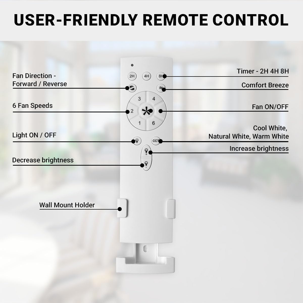 kathy ireland HOME 52' Yonas Ceiling Fans with Lights & Remote, Coastal Rated Indoor/Outdoor, Energy-Efficient 6-Speed DC Motor, Dimmable LED, Modern Design, Matte White KICF58316