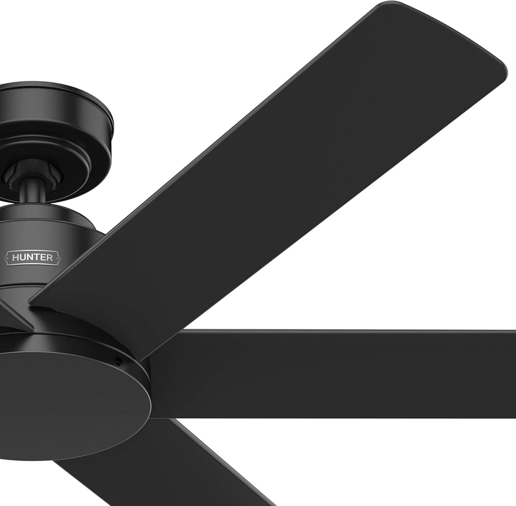 Hunter Fan 52 inch Ceiling Fan with No Light, Outdoor or Indoor Matte Black Ceiling Fan for Porch, Living Room, Office, Kitchen, Garage, 6 Blades (Renewed)