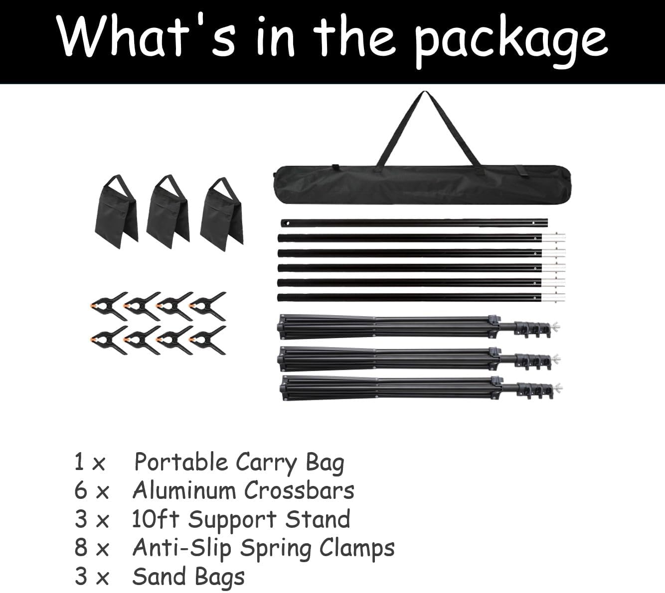 10x20 ft Medium Duty Back Drop Adjustable Stand, Photo Backdrop Stand Kit for Photography with Carrying Bag, Convertible to Backdrop Stand 10x10 Adjustable Width.