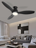 48' Ceiling Fan with Light and Remote, Black Flush Mount Ceiling Fan with 3 Blades,3 Color Dimmable Lights, 6 Speeds, Queit DC Motor, Memory Function, Indoor/Outdoor/Bedroom/Living Room/Patios, Black