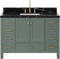 ARIEL Cambridge 48 Inch Single Rectangle Sink Bathroom Vanity with Nero Marquina Black Quartz Countertop 1.5 Inch in Vintage Green