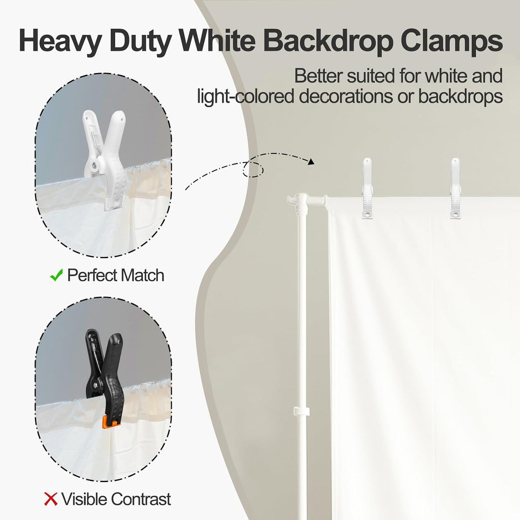 EMART Pipe and Drape Backdrop Stand Kit with 6 inch White Clamps, 8.9ftx10ft Heavy Duty Adjustable Photo Background for Wedding, Birthday Party, Banquet Decorations - Silver